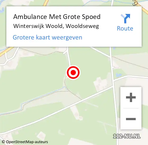 Locatie op kaart van de 112 melding: Ambulance Met Grote Spoed Naar Winterswijk Woold, Wooldseweg op 18 augustus 2015 16:26