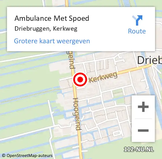 Locatie op kaart van de 112 melding: Ambulance Met Spoed Naar Driebruggen, Kerkweg op 18 augustus 2015 16:33