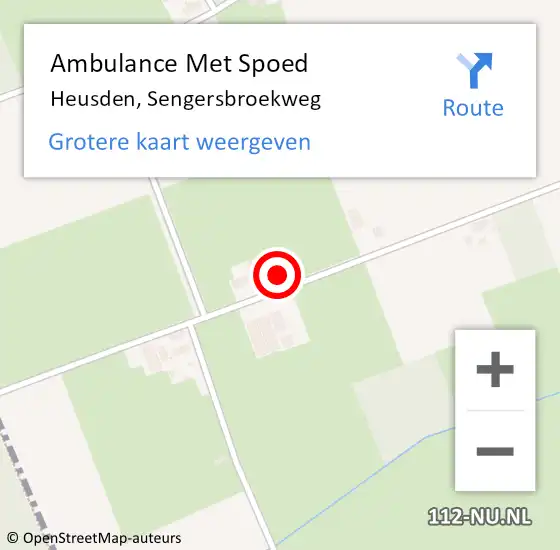 Locatie op kaart van de 112 melding: Ambulance Met Spoed Naar Heusden, Sengersbroekweg op 18 augustus 2015 17:36