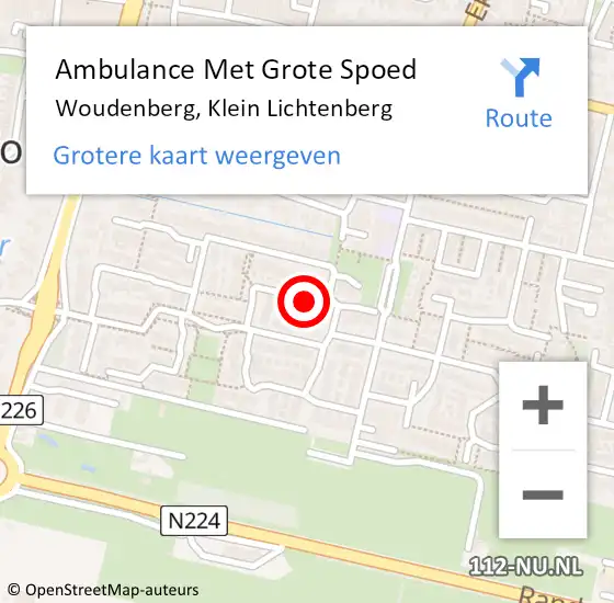 Locatie op kaart van de 112 melding: Ambulance Met Grote Spoed Naar Woudenberg, Klein Lichtenberg op 17 november 2013 20:13