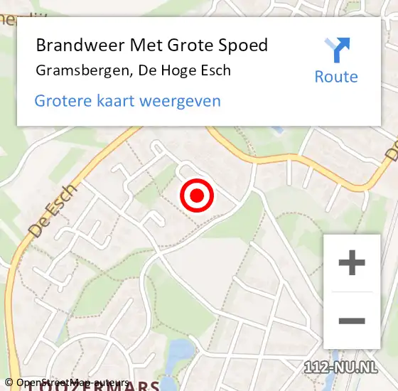 Locatie op kaart van de 112 melding: Brandweer Met Grote Spoed Naar Gramsbergen, De Hoge Esch op 18 augustus 2015 19:31
