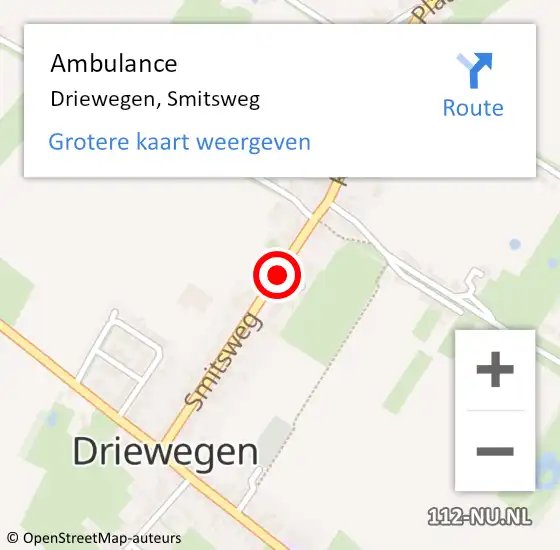 Locatie op kaart van de 112 melding: Ambulance Driewegen, Smitsweg op 13 september 2013 08:19