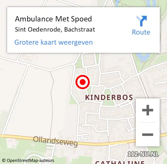 Locatie op kaart van de 112 melding: Ambulance Met Spoed Naar Sint Oedenrode, Bachstraat op 18 augustus 2015 20:03