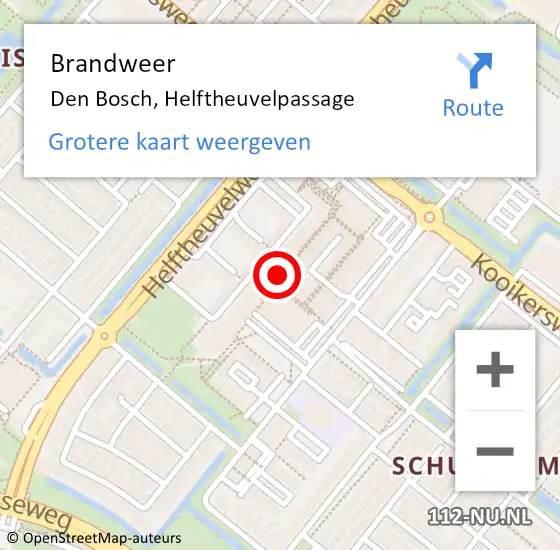 Locatie op kaart van de 112 melding: Brandweer Den Bosch, Helftheuvelpassage op 18 augustus 2015 22:47