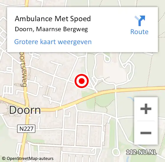 Locatie op kaart van de 112 melding: Ambulance Met Spoed Naar Doorn, Maarnse Bergweg op 18 augustus 2015 23:58