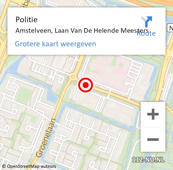 Locatie op kaart van de 112 melding: Politie Amstelveen, Laan van de Helende Meesters op 17 november 2013 20:32