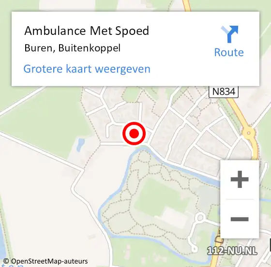 Locatie op kaart van de 112 melding: Ambulance Met Spoed Naar Buren, Buitenkoppel op 19 augustus 2015 01:08