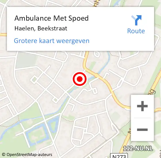 Locatie op kaart van de 112 melding: Ambulance Met Spoed Naar Haelen, Beekstraat op 19 augustus 2015 01:51