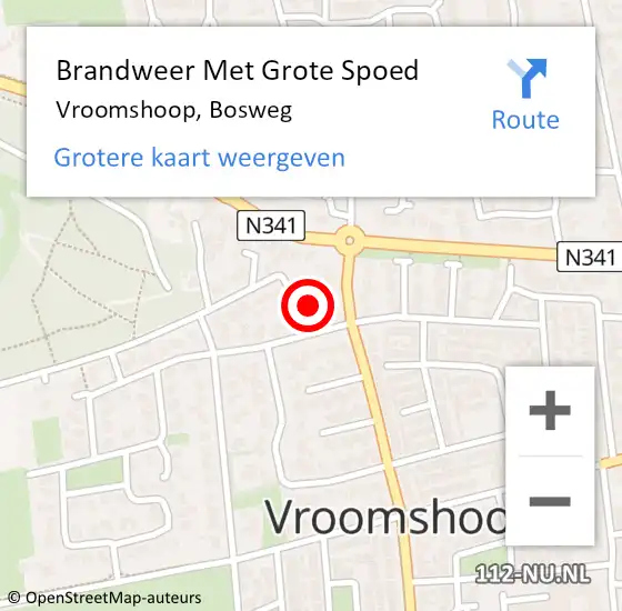 Locatie op kaart van de 112 melding: Brandweer Met Grote Spoed Naar Vroomshoop, Bosweg op 19 augustus 2015 02:39