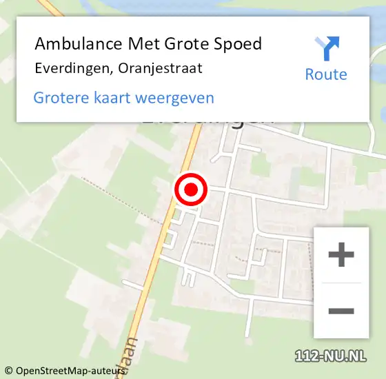 Locatie op kaart van de 112 melding: Ambulance Met Grote Spoed Naar Everdingen, Oranjestraat op 19 augustus 2015 03:58