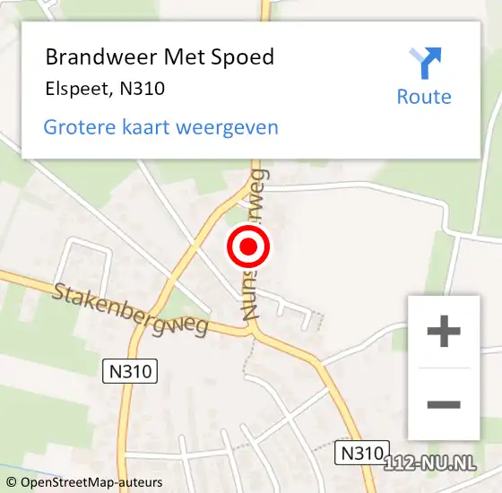 Locatie op kaart van de 112 melding: Brandweer Met Spoed Naar Elspeet, N310 op 19 augustus 2015 04:55