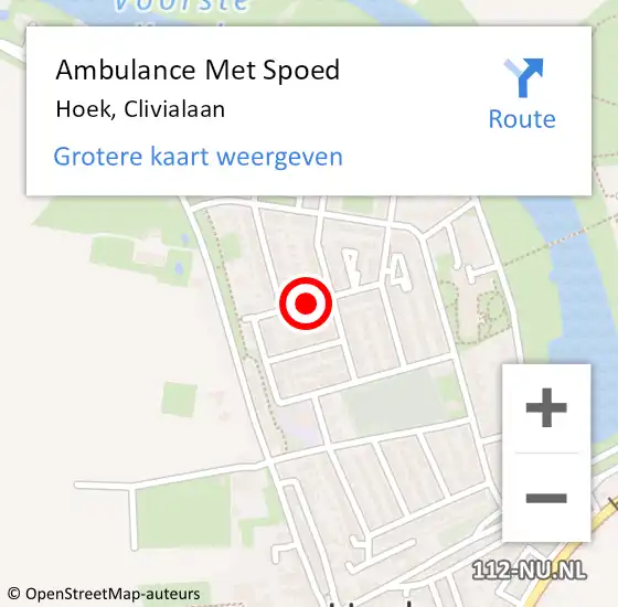 Locatie op kaart van de 112 melding: Ambulance Met Spoed Naar Hoek, Clivialaan op 19 augustus 2015 07:16