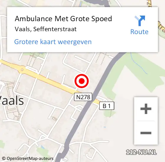 Locatie op kaart van de 112 melding: Ambulance Met Grote Spoed Naar Vaals, Seffenterstraat op 17 november 2013 20:52