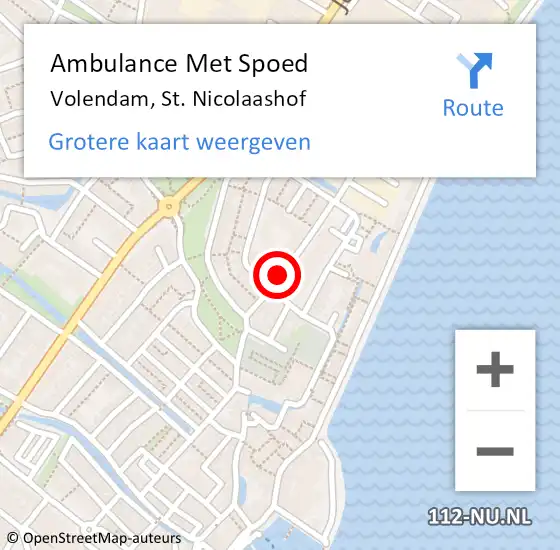 Locatie op kaart van de 112 melding: Ambulance Met Spoed Naar Volendam, St. Nicolaashof op 19 augustus 2015 09:12