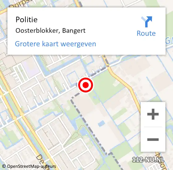 Locatie op kaart van de 112 melding: Politie Oosterblokker, Bangert op 19 augustus 2015 10:10