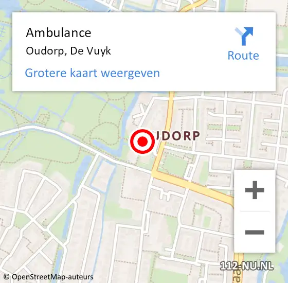 Locatie op kaart van de 112 melding: Ambulance Oudorp, De Vuyk op 19 augustus 2015 10:18