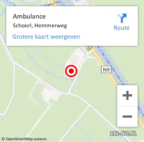 Locatie op kaart van de 112 melding: Ambulance Schoorl, Hemmerweg op 19 augustus 2015 11:30