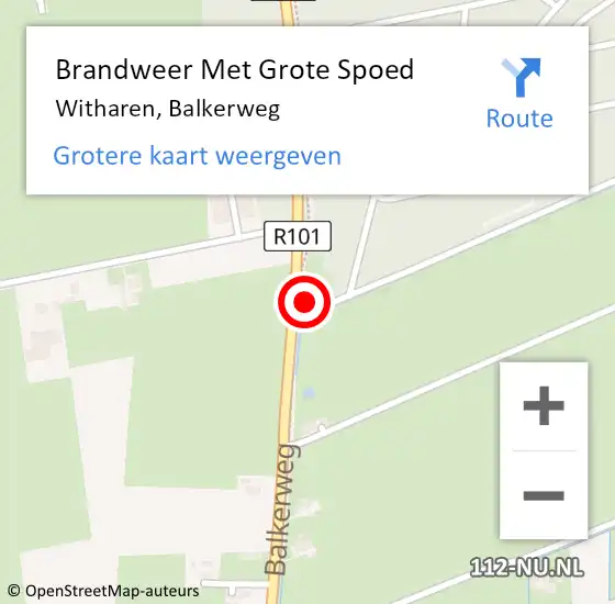 Locatie op kaart van de 112 melding: Brandweer Met Grote Spoed Naar Witharen, Balkerweg op 19 augustus 2015 11:40