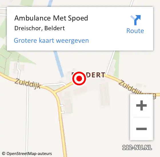 Locatie op kaart van de 112 melding: Ambulance Met Spoed Naar Dreischor, Beldert op 19 augustus 2015 12:52