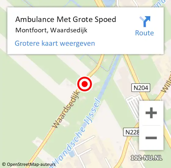 Locatie op kaart van de 112 melding: Ambulance Met Grote Spoed Naar Montfoort, Waardsedijk op 19 augustus 2015 13:20