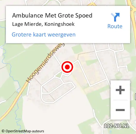 Locatie op kaart van de 112 melding: Ambulance Met Grote Spoed Naar Lage Mierde, Koningshoek op 19 augustus 2015 13:33