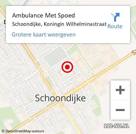 Locatie op kaart van de 112 melding: Ambulance Met Spoed Naar Schoondijke, Koningin Wilhelminastraat op 17 november 2013 21:43