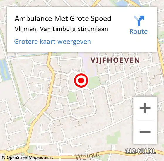 Locatie op kaart van de 112 melding: Ambulance Met Grote Spoed Naar Vlijmen, Van Limburg Stirumlaan op 19 augustus 2015 16:12