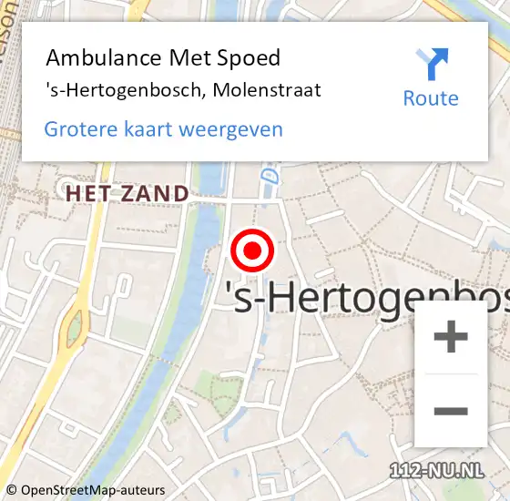 Locatie op kaart van de 112 melding: Ambulance Met Spoed Naar 's-Hertogenbosch, Molenstraat op 19 augustus 2015 16:44