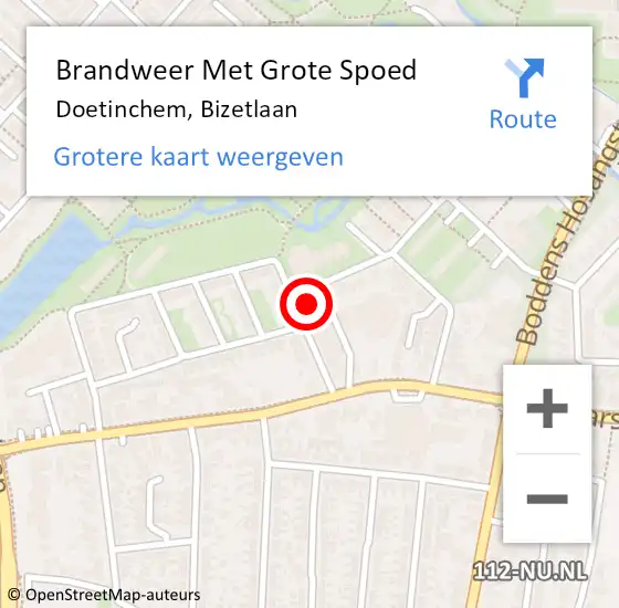 Locatie op kaart van de 112 melding: Brandweer Met Grote Spoed Naar Doetinchem, Bizetlaan op 19 augustus 2015 17:15