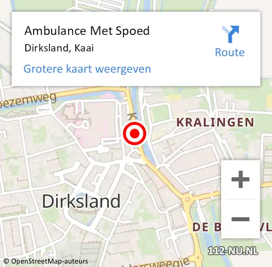 Locatie op kaart van de 112 melding: Ambulance Met Spoed Naar Dirksland, Kaai op 19 augustus 2015 18:20