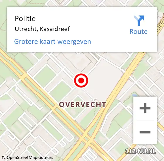Locatie op kaart van de 112 melding: Politie Utrecht, Kasaidreef op 19 augustus 2015 18:43