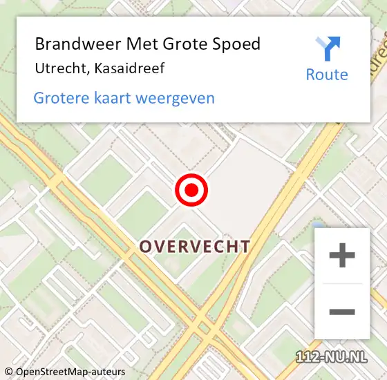 Locatie op kaart van de 112 melding: Brandweer Met Grote Spoed Naar Utrecht, Kasaidreef op 19 augustus 2015 18:50