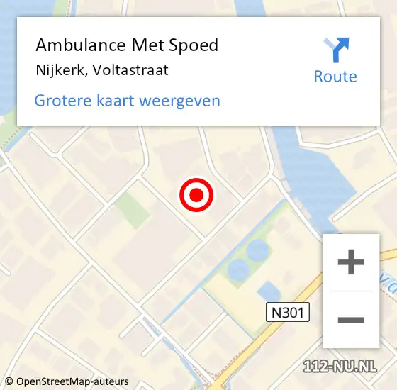 Locatie op kaart van de 112 melding: Ambulance Met Spoed Naar Nijkerk, Voltastraat op 19 augustus 2015 19:11