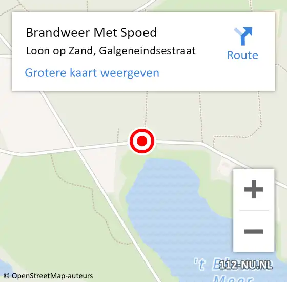 Locatie op kaart van de 112 melding: Brandweer Met Spoed Naar Loon op Zand, Galgeneindsestraat op 19 augustus 2015 19:35