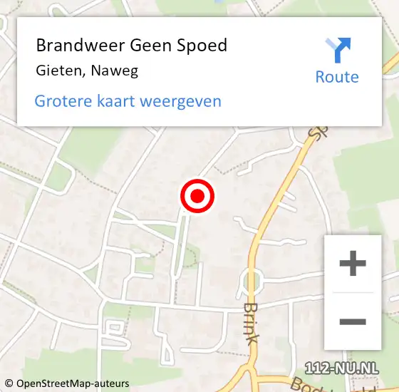 Locatie op kaart van de 112 melding: Brandweer Geen Spoed Naar Gieten, Naweg op 19 augustus 2015 19:39