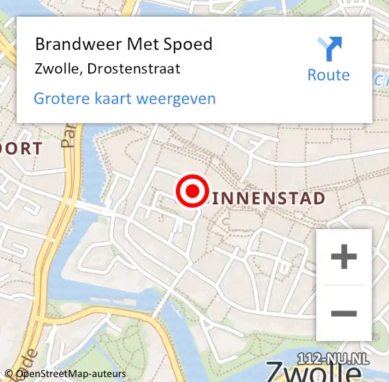 Locatie op kaart van de 112 melding: Brandweer Met Spoed Naar Zwolle, Drostenstraat op 19 augustus 2015 19:42