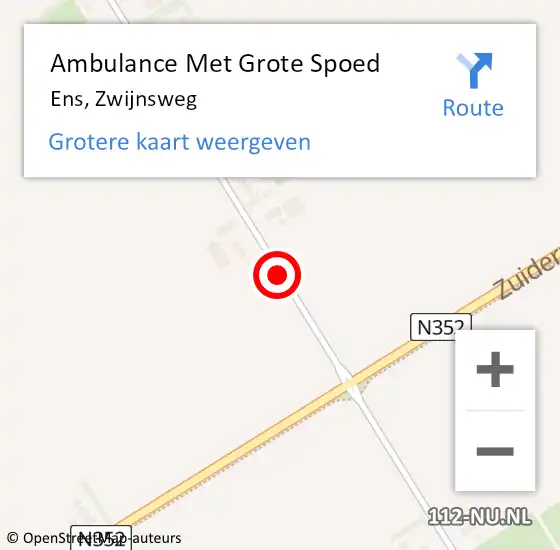 Locatie op kaart van de 112 melding: Ambulance Met Grote Spoed Naar Ens, Zwijnsweg op 19 augustus 2015 19:56