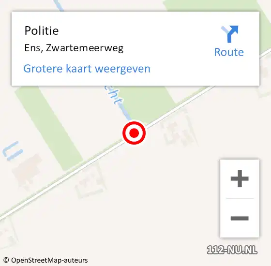 Locatie op kaart van de 112 melding: Politie Ens, Zwartemeerweg op 19 augustus 2015 20:00
