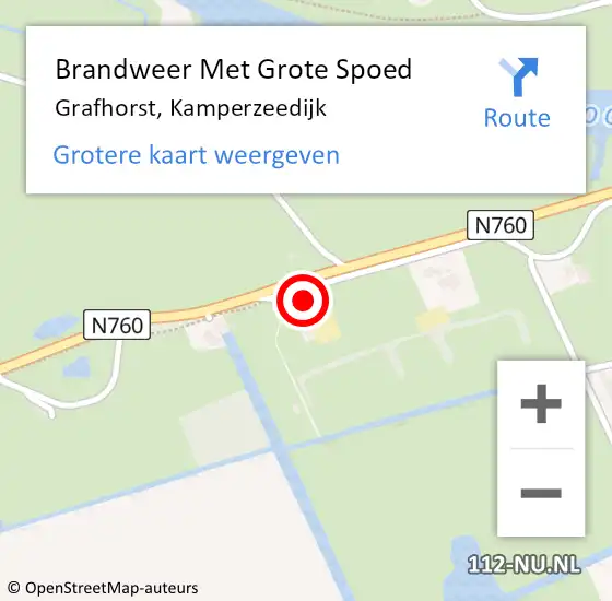 Locatie op kaart van de 112 melding: Brandweer Met Grote Spoed Naar Grafhorst, Kamperzeedijk op 19 augustus 2015 20:10