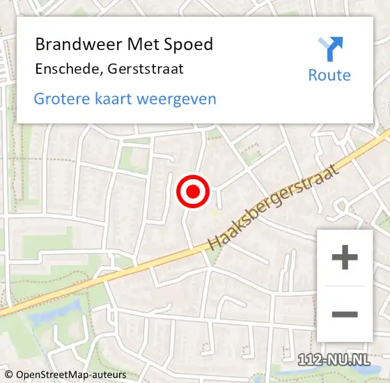 Locatie op kaart van de 112 melding: Brandweer Met Spoed Naar Enschede, Gerststraat op 17 november 2013 22:53