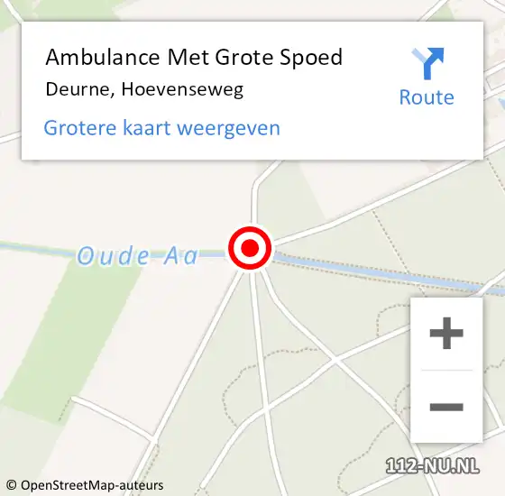 Locatie op kaart van de 112 melding: Ambulance Met Grote Spoed Naar Deurne, Hoevenseweg op 19 augustus 2015 20:19