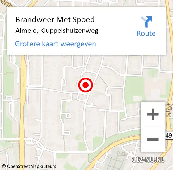 Locatie op kaart van de 112 melding: Brandweer Met Spoed Naar Almelo, Kluppelshuizenweg op 19 augustus 2015 21:09