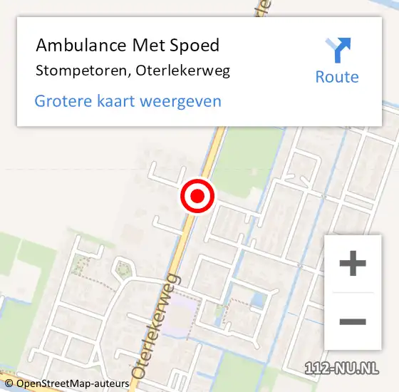 Locatie op kaart van de 112 melding: Ambulance Met Spoed Naar Stompetoren, Oterlekerweg op 19 augustus 2015 21:31