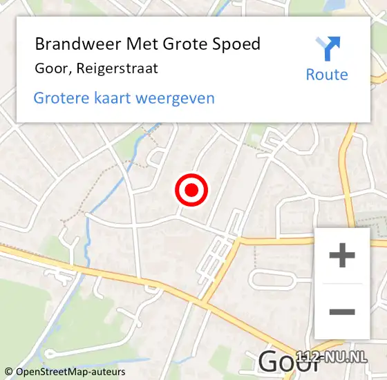 Locatie op kaart van de 112 melding: Brandweer Met Grote Spoed Naar Goor, Reigerstraat op 19 augustus 2015 21:33