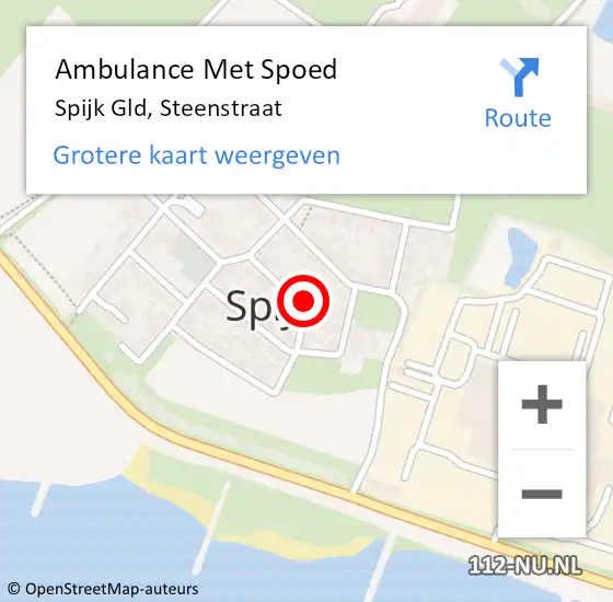 Locatie op kaart van de 112 melding: Ambulance Met Spoed Naar Spijk Gld, Steenstraat op 19 augustus 2015 23:20