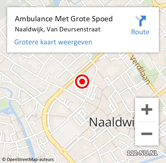 Locatie op kaart van de 112 melding: Ambulance Met Grote Spoed Naar Naaldwijk, Van Deursenstraat op 20 augustus 2015 02:23