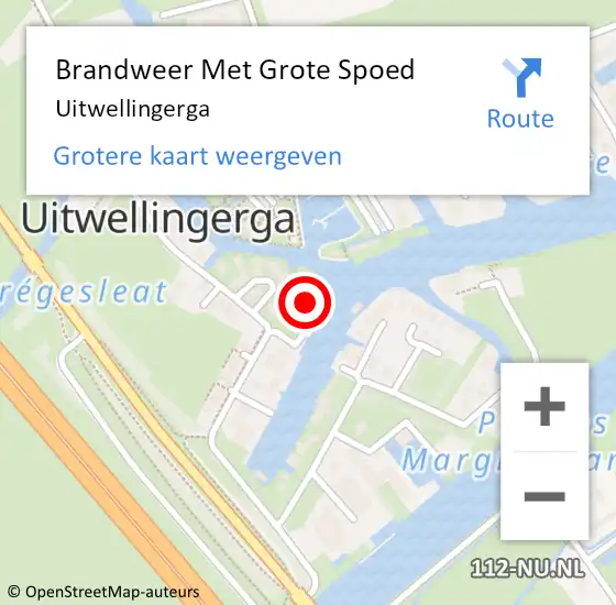 Locatie op kaart van de 112 melding: Brandweer Met Grote Spoed Naar Uitwellingerga op 20 augustus 2015 06:50