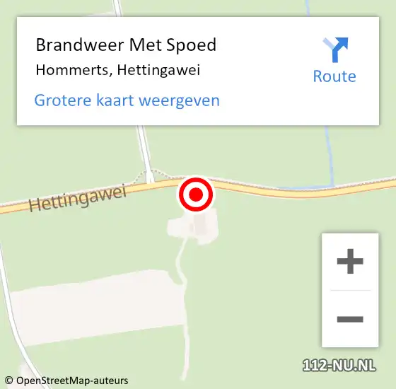 Locatie op kaart van de 112 melding: Brandweer Met Spoed Naar Hommerts, Hettingawei op 20 augustus 2015 07:19
