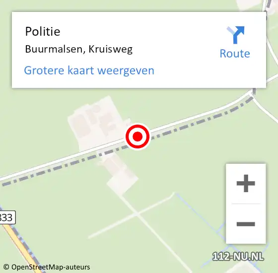 Locatie op kaart van de 112 melding: Politie Buurmalsen, Kruisweg op 20 augustus 2015 07:37