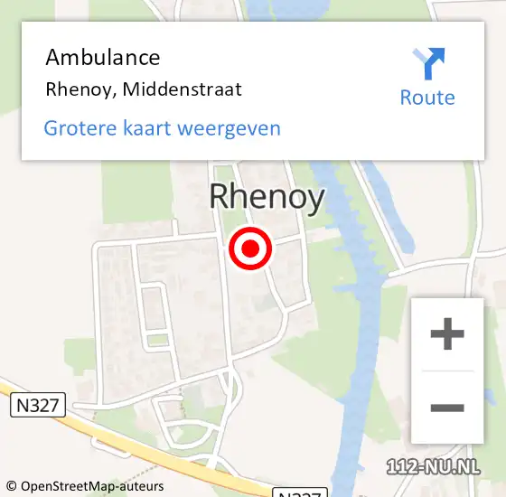 Locatie op kaart van de 112 melding: Ambulance Rhenoy, Middenstraat op 20 augustus 2015 11:13